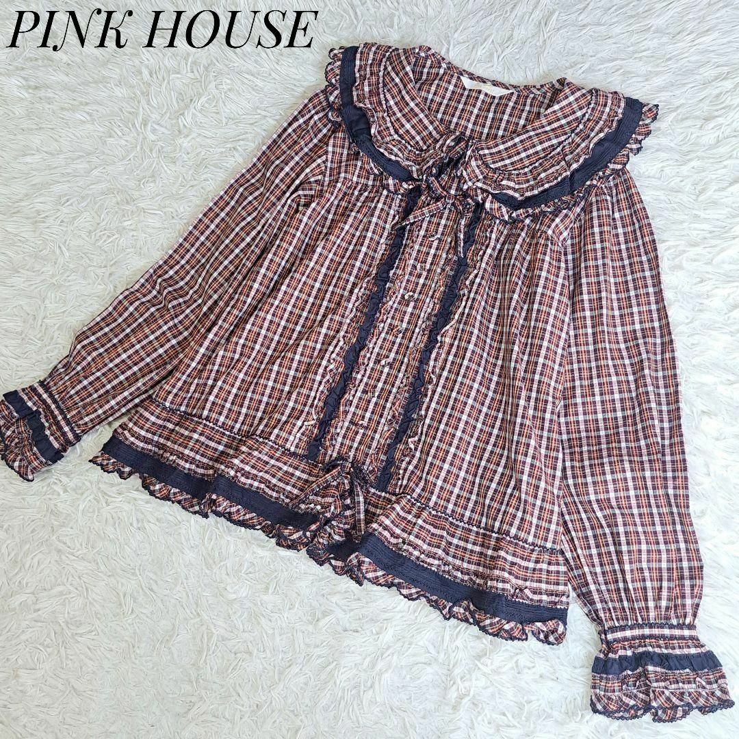 美品✨ピンクハウス ピコフリルブラウス タータンチェック 美品✨ピンクハウス ピコフリルブラウス タータンチェック