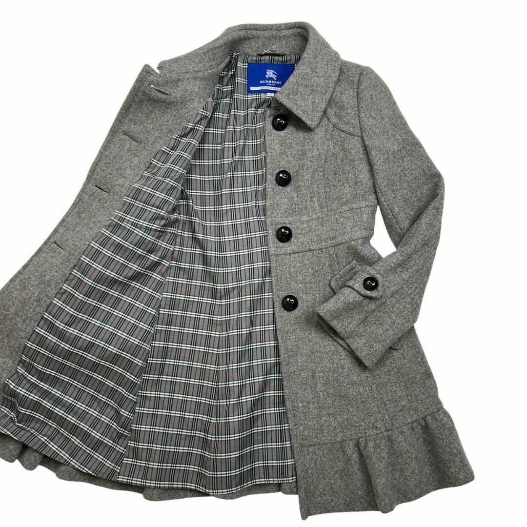 美品 】 バーバリーブルーレーベル ロングコート プリーツ ノバ 美品 】 バーバリーブルーレーベル ロングコート プリーツ ノバ
