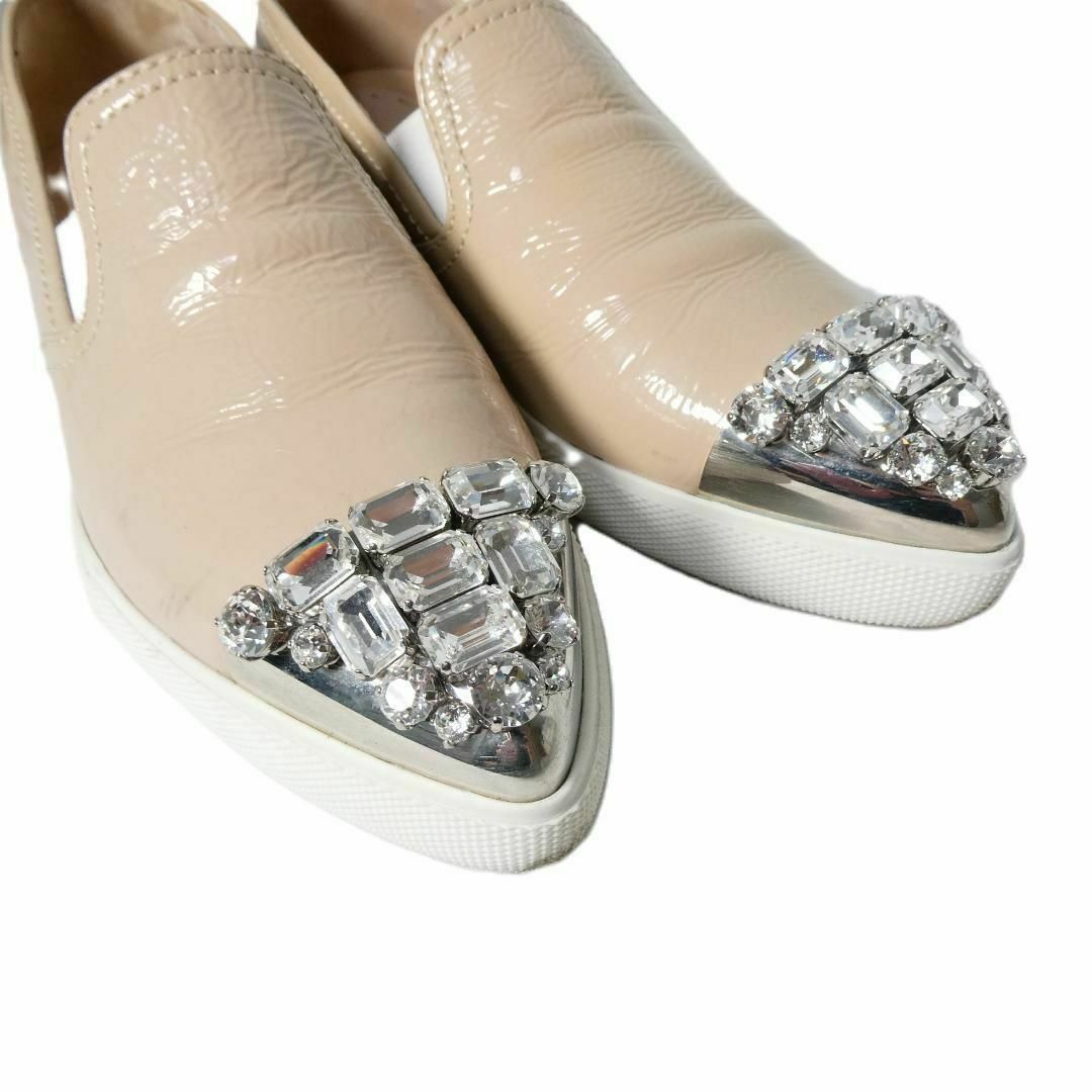 美品 MIU MIU ビジュー パテントレザー ローカット スニーカー 美品 MIU MIU ビジュー パテントレザー ローカット スニーカー