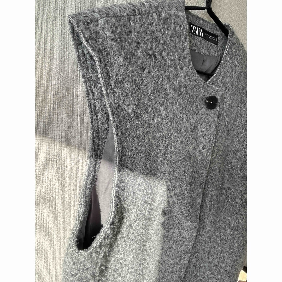 ZARA - ZARA ザラ ロングソフトベスト グレー ジレの通販 by C ZARA - ZARA ザラ ロングソフトベスト グレー ジレの通販 by C