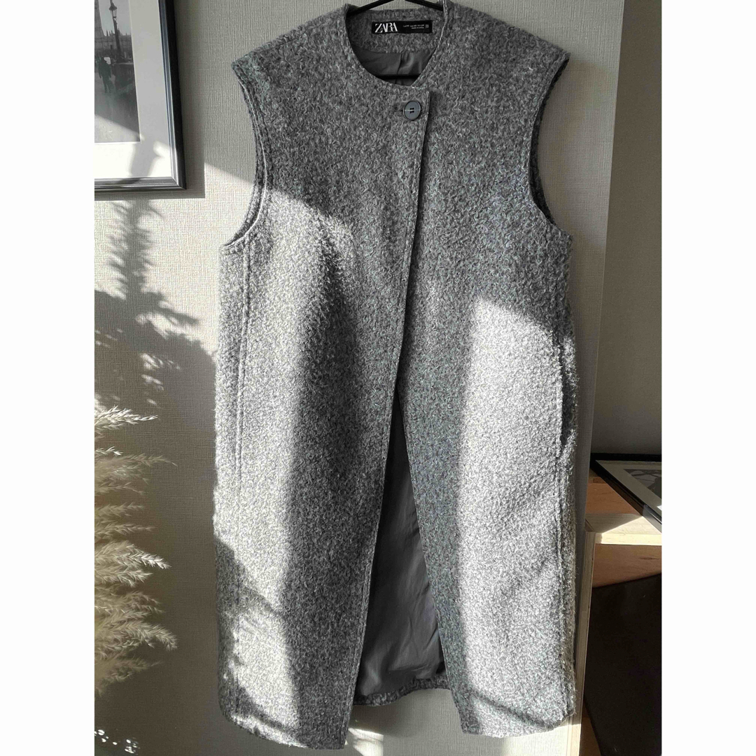 ZARA - ZARA ザラ ロングソフトベスト グレー ジレの通販 by C ZARA - ZARA ザラ ロングソフトベスト グレー ジレの通販 by C