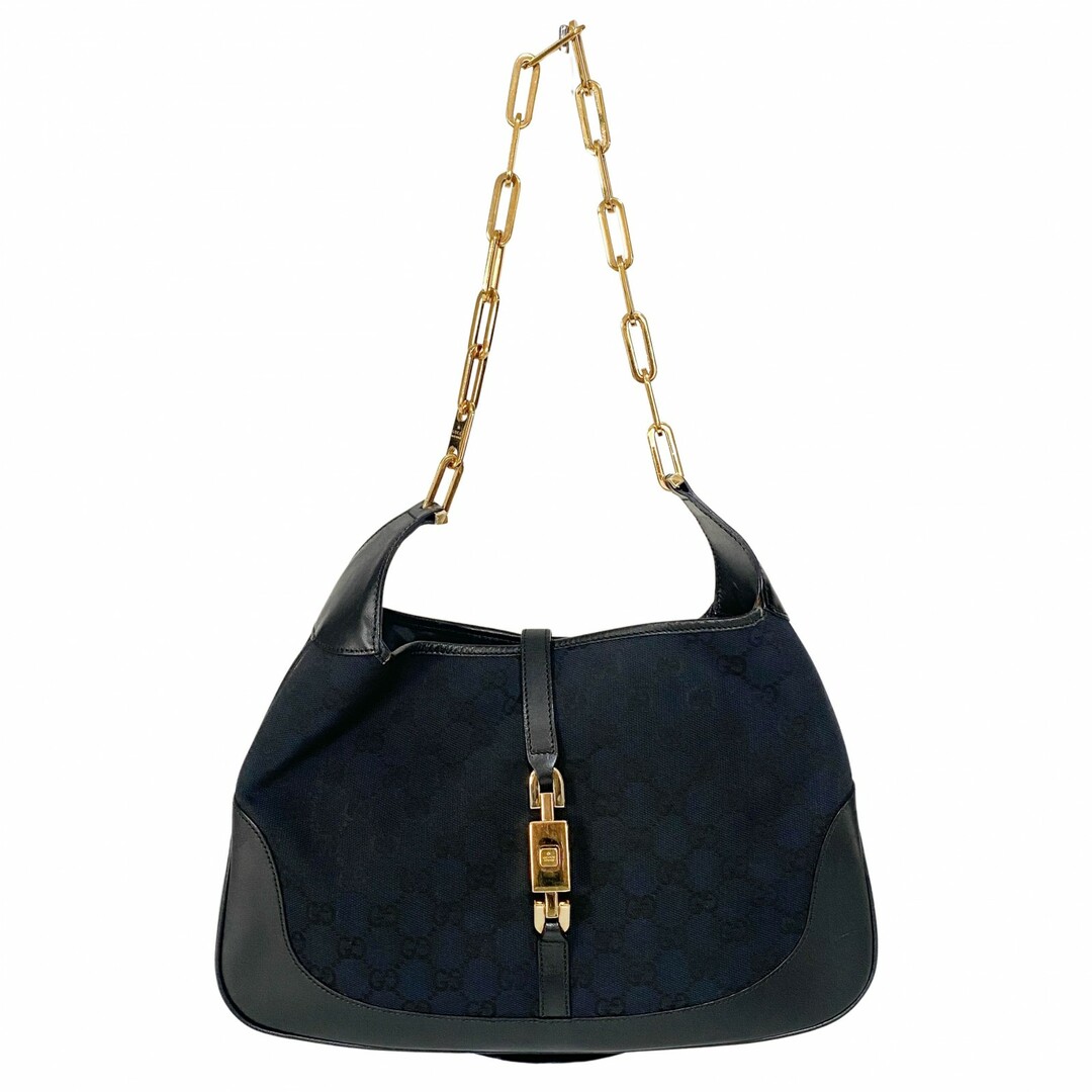 GUCCI - 【GUCCI / グッチ】ジャッキー ブラック GGキャンバス / ゴールドチェーン ショルダーバッグ