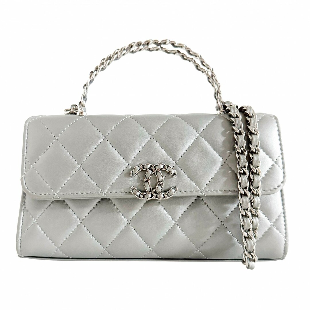 CHANEL - 【CHANEL / シャネル】ミニマトラッセ トップハンドル ミニ シルバー チェーンショルダーバッグ