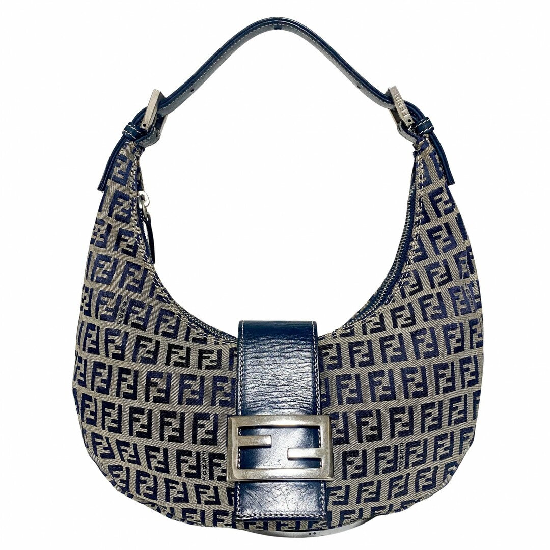 FENDI - 【FENDI / フェンディ】ズッキーノ ネイビー ホーボー ショルダーバッグ