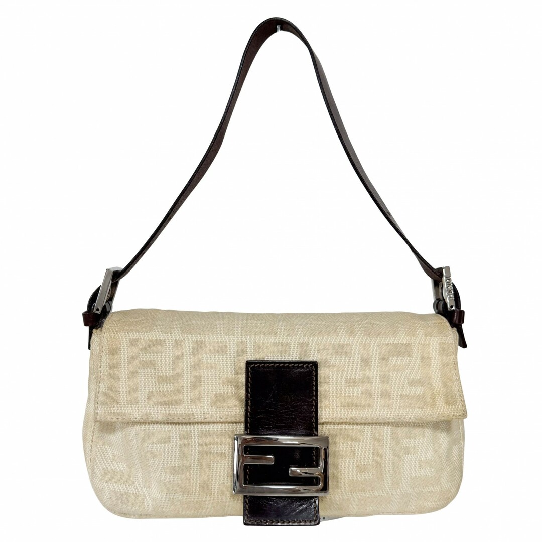 FENDI - 【FENDI / フェンディ】バゲット ズッカ柄 キャンバス ワンショルダー クリーム ベージュ ショルダーバッグ