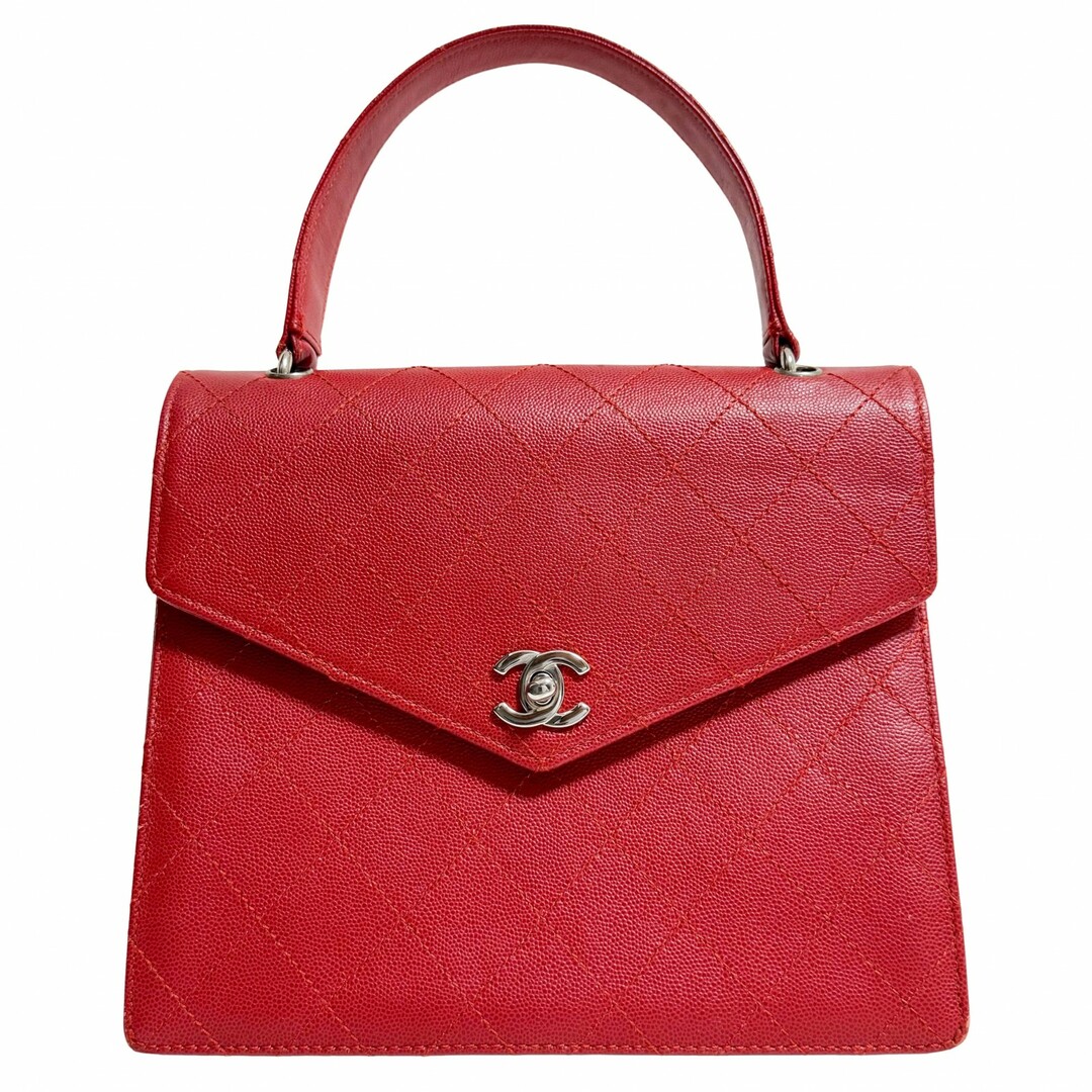 CHANEL - 【CHANEL / シャネル】シャネル マトラッセ キャビアスキン ハンドバッグ レッド シルバー金具 5356603