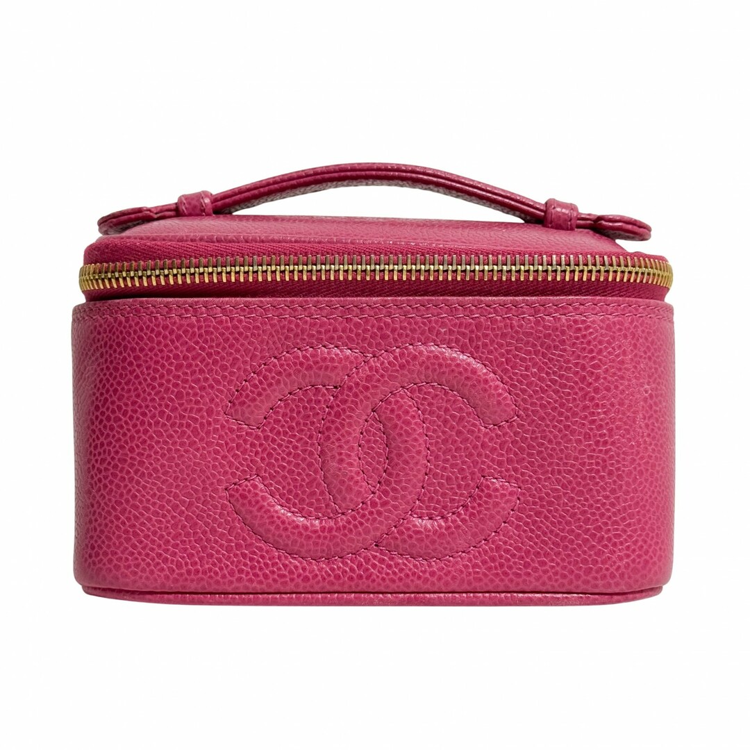 CHANEL - 【CHANEL / シャネル】ココマーク キャビアスキン ミニ バニティケース  ピンク ゴールド金具