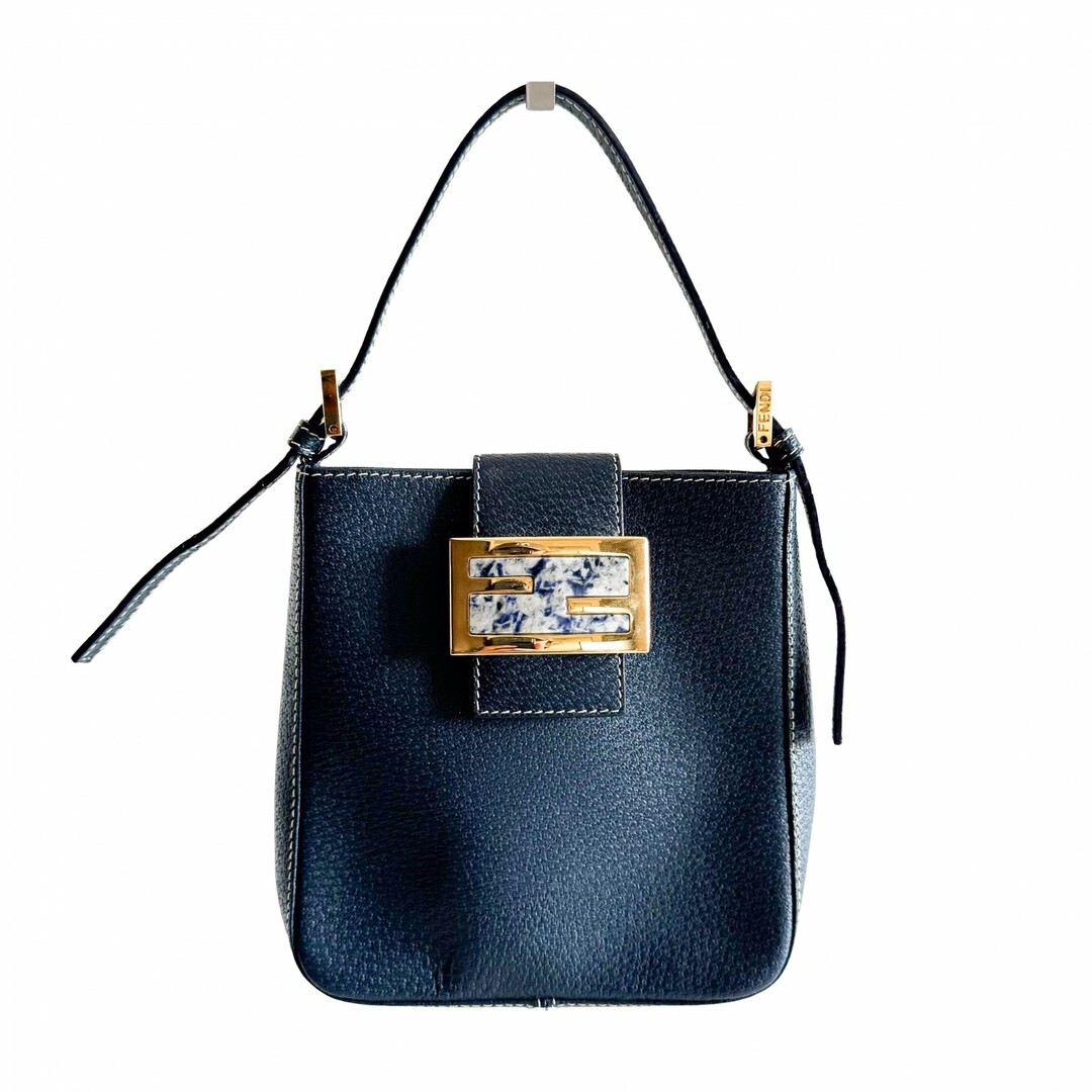 FENDI - 【FENDI / フェンディ】バゲット バケット マイクロ ミニ ネイビー レザー ハンドバッグ