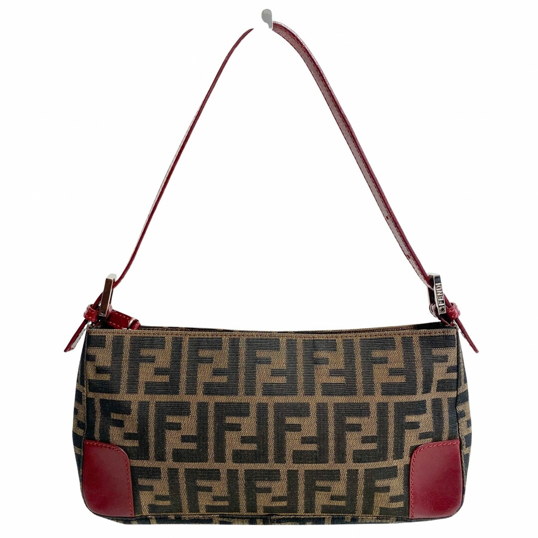 FENDI - 【FENDI / フェンディ】ズッカ柄 キャンバス / ボルドー レザー ショルダーバッグ