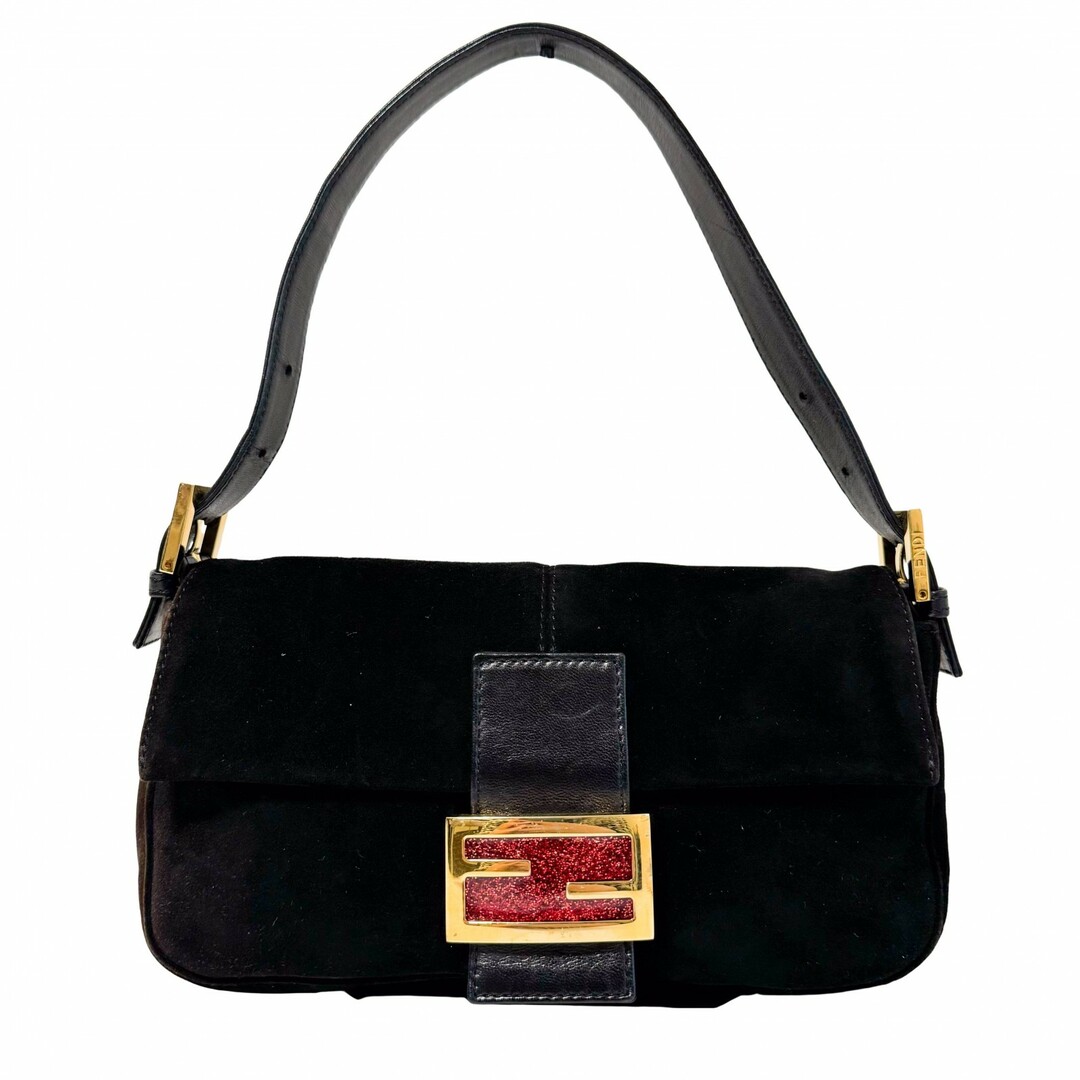 FENDI - 【FENDI / フェンディ】バゲット マンマバケット ブラック スエード ショルダーバッグ
