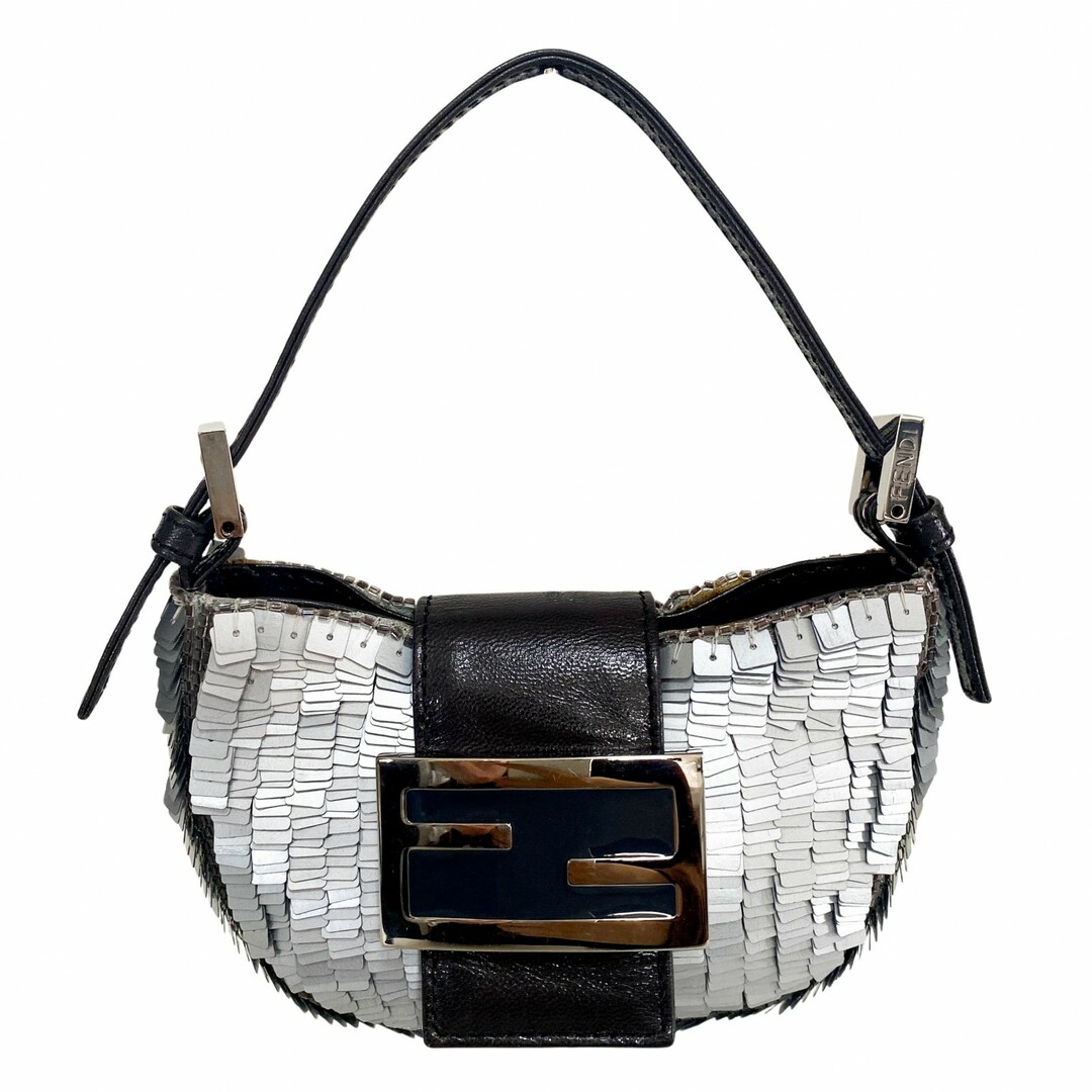 FENDI - 【FENDI / フェンディ】クロワッサン ミニバッグ スパンコール ビーズ シルバー ハンドバッグ