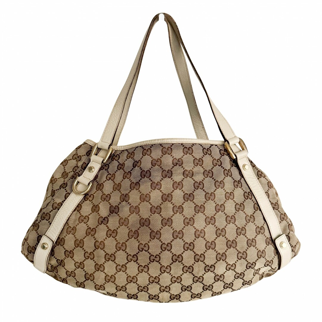 GUCCI - 【GUCCI / グッチ】GGキャンバス レザー アビー ショルダーバッグ アイボリー