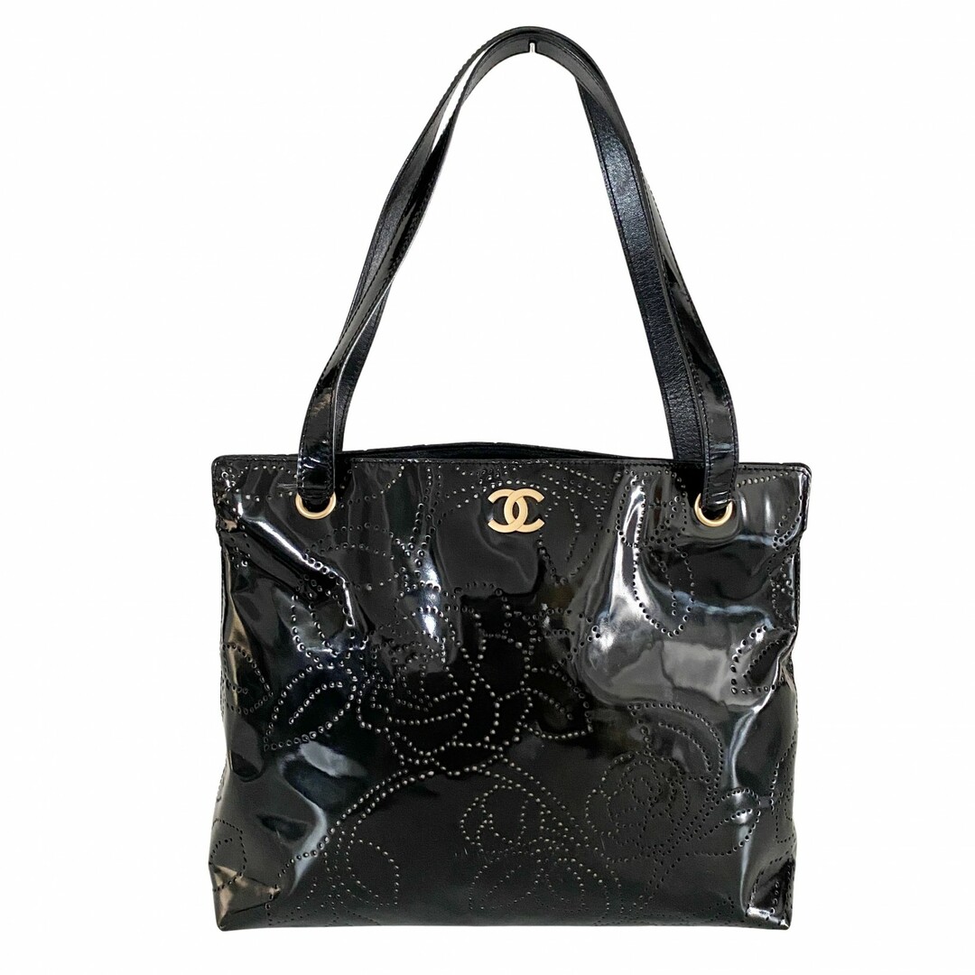CHANEL - 【CHANEL / シャネル】カメリア パテントレザー ブラック トートバッグ