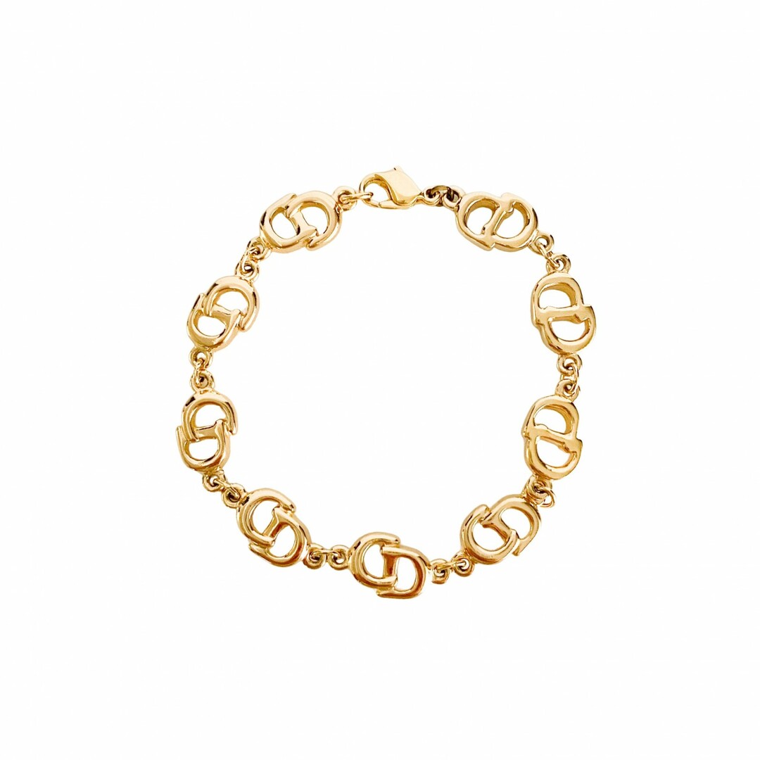 Dior - 【DIOR / ディオール】ヴィンテージ ディオール ロゴ 金メッキ ブレスレット
