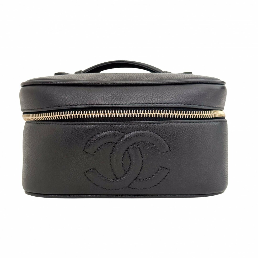 CHANEL - 【CHANEL / シャネル】キャビアスキン CC ロゴ ブラック バニティ ケース ハンドバッグ