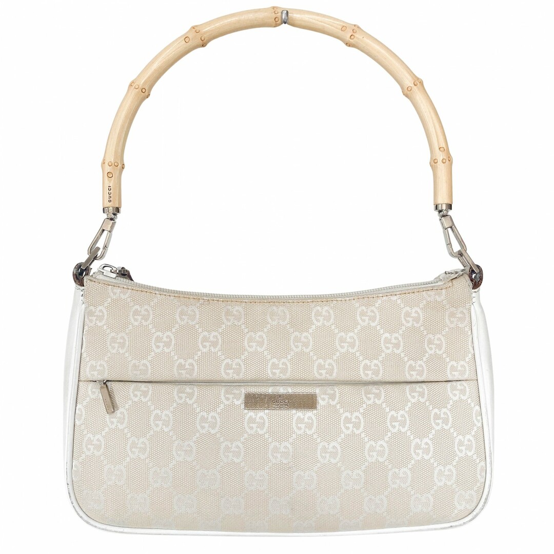 GUCCI - 【GUCCI / グッチ】バンブーハンドル GGキャンバス オフホワイト ショルダーバッグ