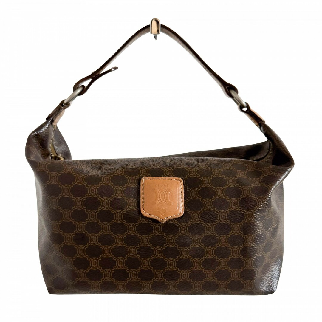 CELINE - 【CELINE / セリーヌ】マカダム トリオンフ レザーキャンバス ポーチ ハンドバッグ