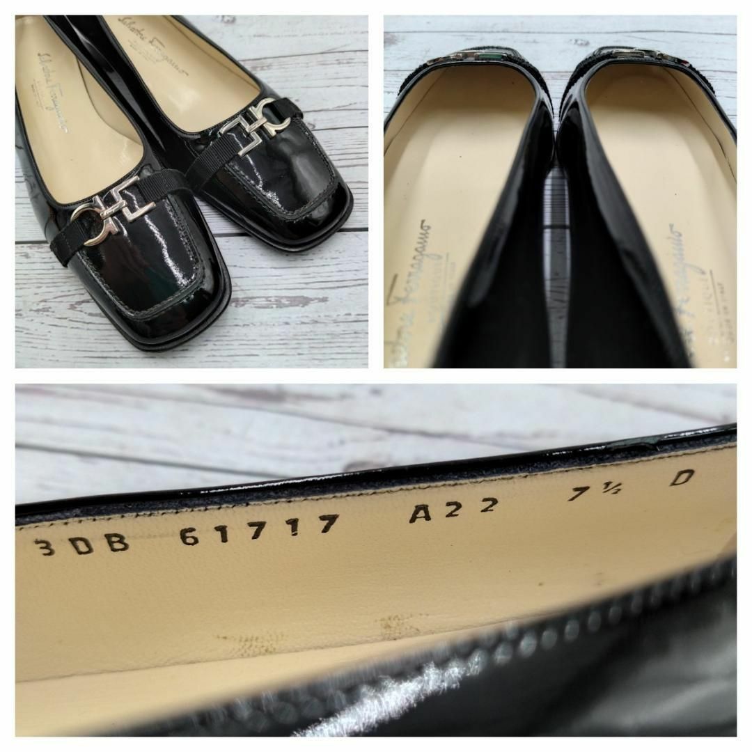 良品 Ferragamo フェラガモ 25 パンプス ガンチーニ スクエアトゥ 良品 Ferragamo フェラガモ 25 パンプス ガンチーニ スクエアトゥ