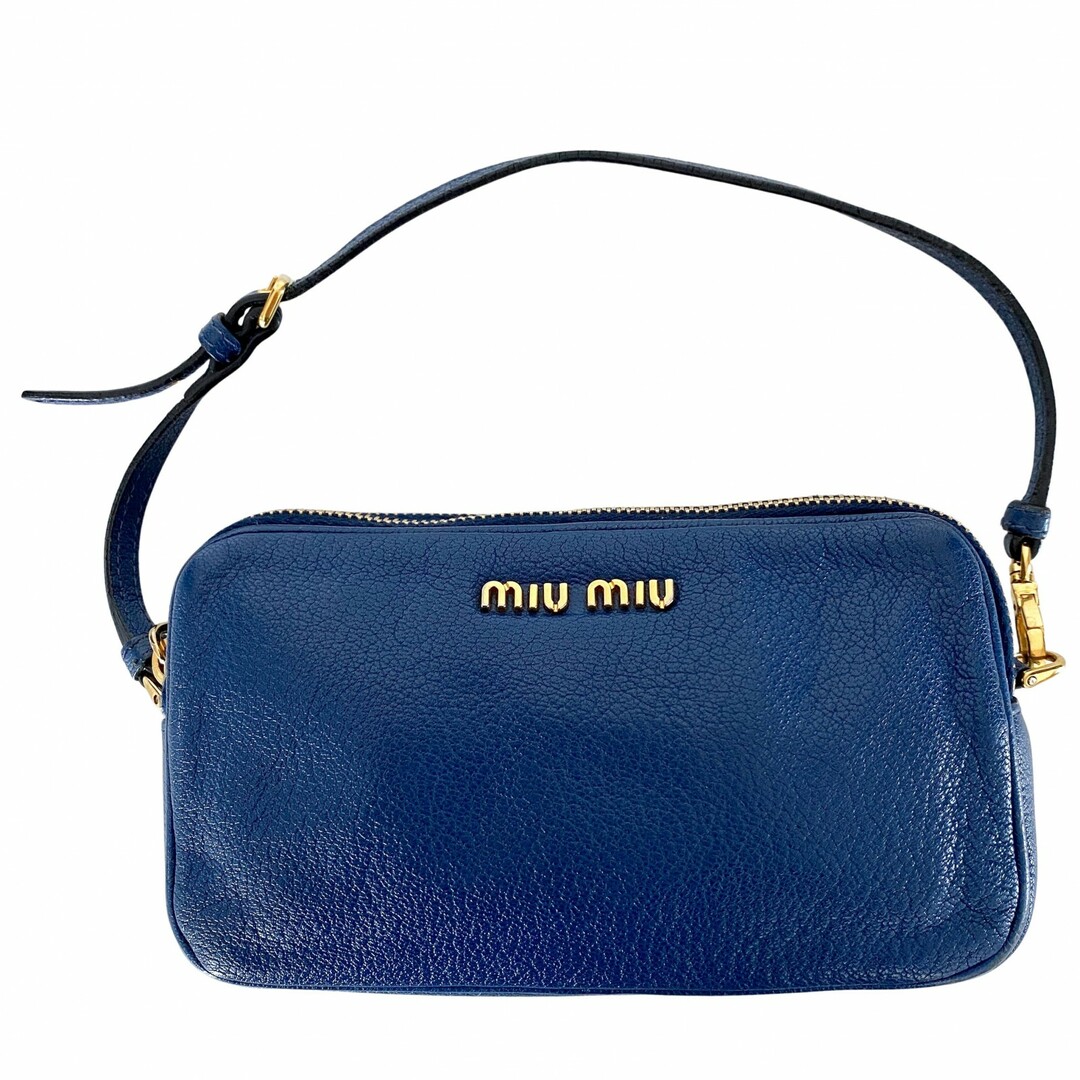 MIU MIU - 【MIU MIU / ミュウ ミュウ】レザー ミニ ポーチ カセット バッグ ロイヤルブルー