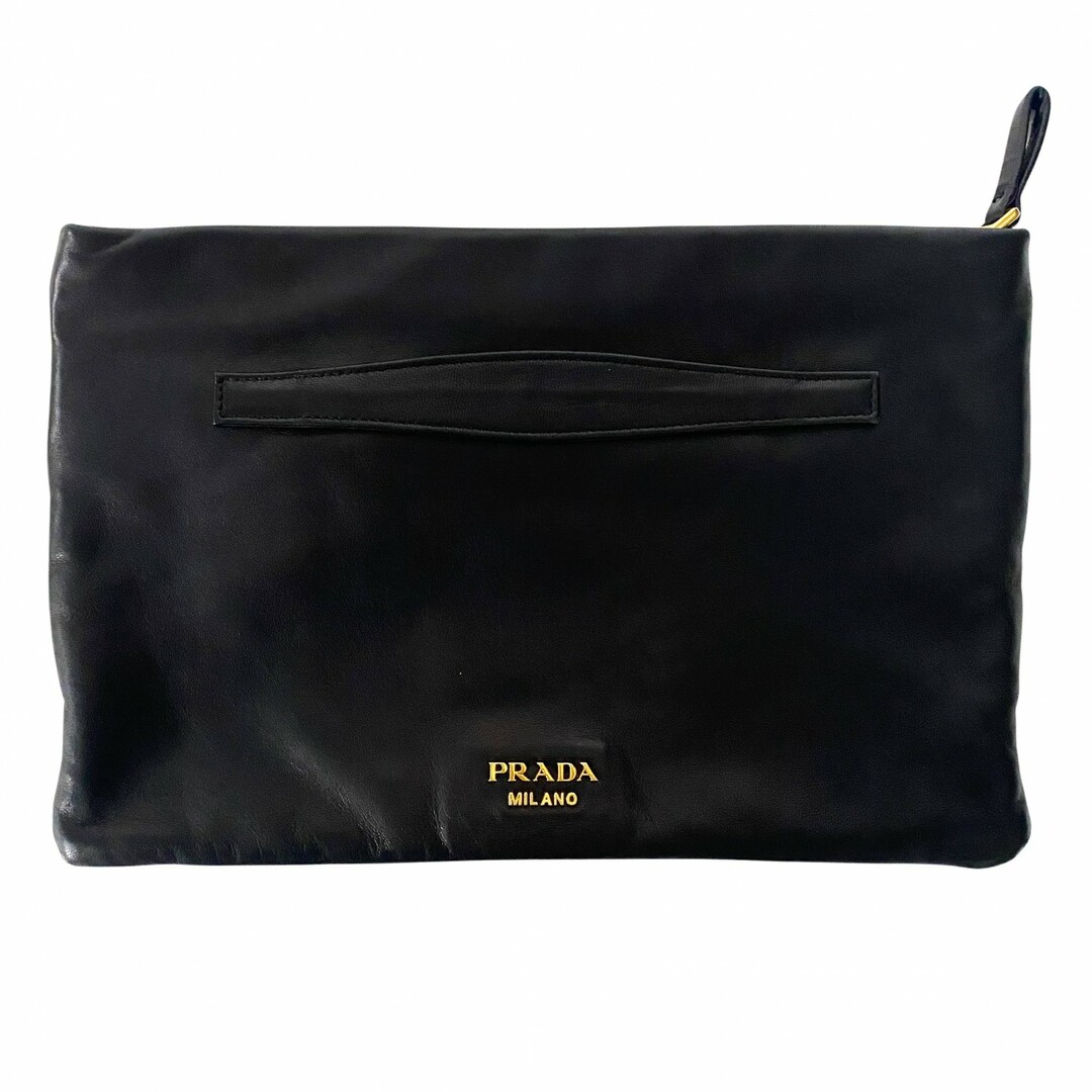 PRADA - 【PRADA / プラダ】ブラック レザー クラッチ バッグ ポシェット