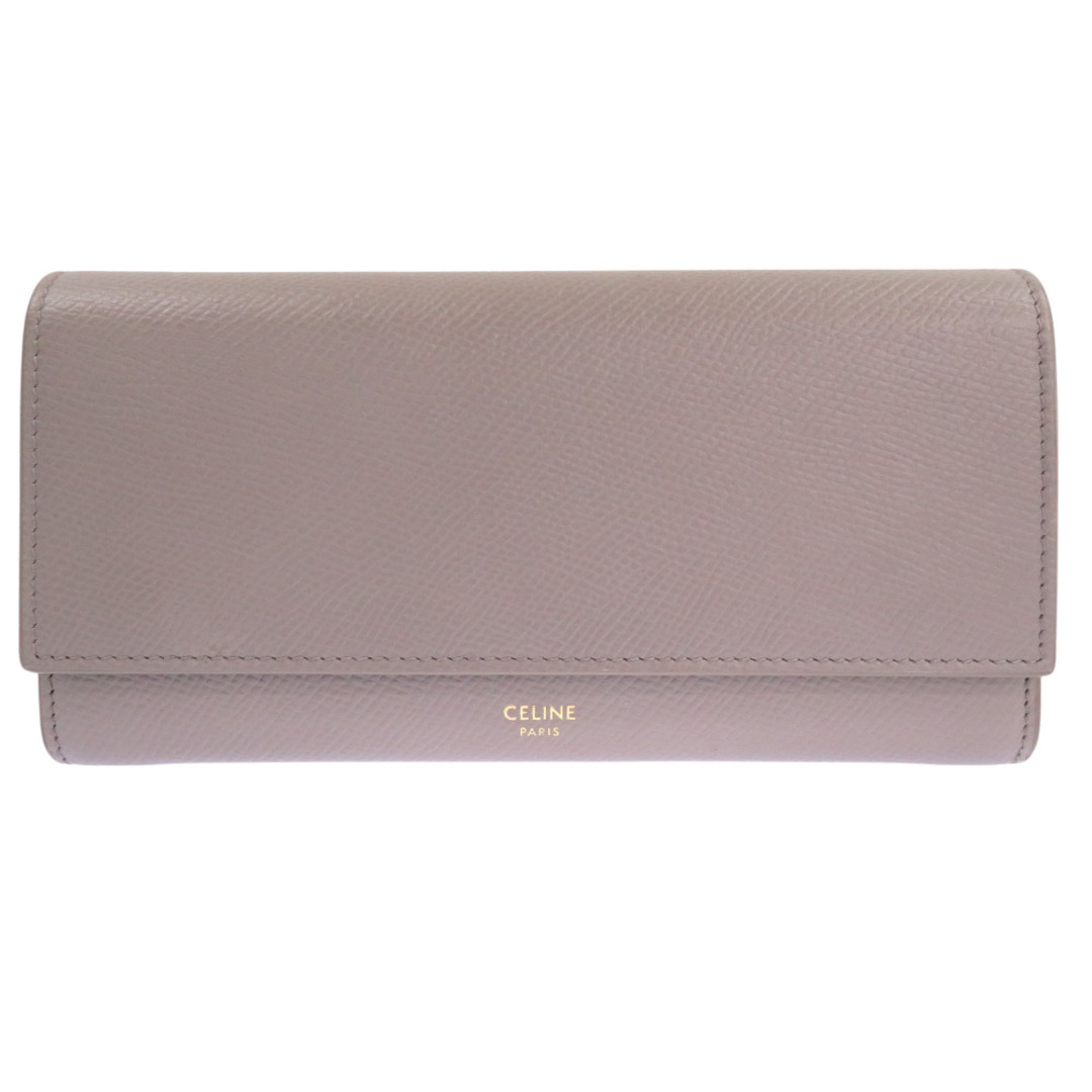 美品 セリーヌ ラージフラップウォレット レザー グレー 長財布 美品 セリーヌ ラージフラップウォレット レザー グレー 長財布
