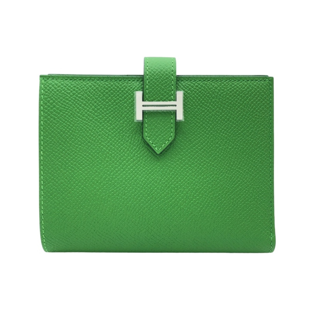 HERMES - 　エルメス HERMES べアンコンパクト W刻 ヴェールユッカ　SV金具 エプソン レディース 二つ折り財布