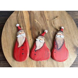 【新品】木製のクリスマスのオーナメント(3つ)(置物)
