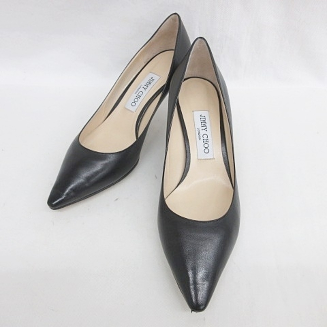 ジミーチュウ JIMMY CHOO パンプス レザー 黒 ブラック 38 1/2 ジミーチュウ JIMMY CHOO パンプス レザー 黒 ブラック 38 1/2