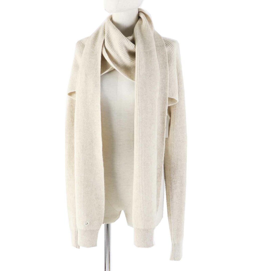 HERMES - 未使用品◎HERMES エルメス 3H2900D1 カシミヤ100％ シルバー金具 サークルロゴプレート マフラー付き ニット ボレロ／カーディガン ライトベージュ 34 UK製 正規品 レディース