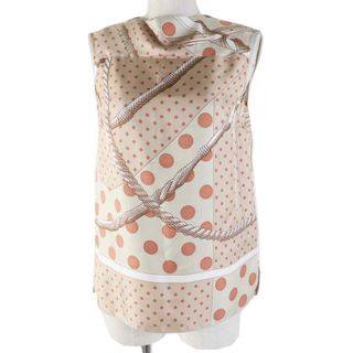 エルメス(HERMES)の極美品◎HERMES エルメス 2021年製 Clic Clac a Pois クリック クラック ドット シルク100％ ノースリーブトップス ベージュ オレンジ系 34 フランス製 正規品 レディース(その他)