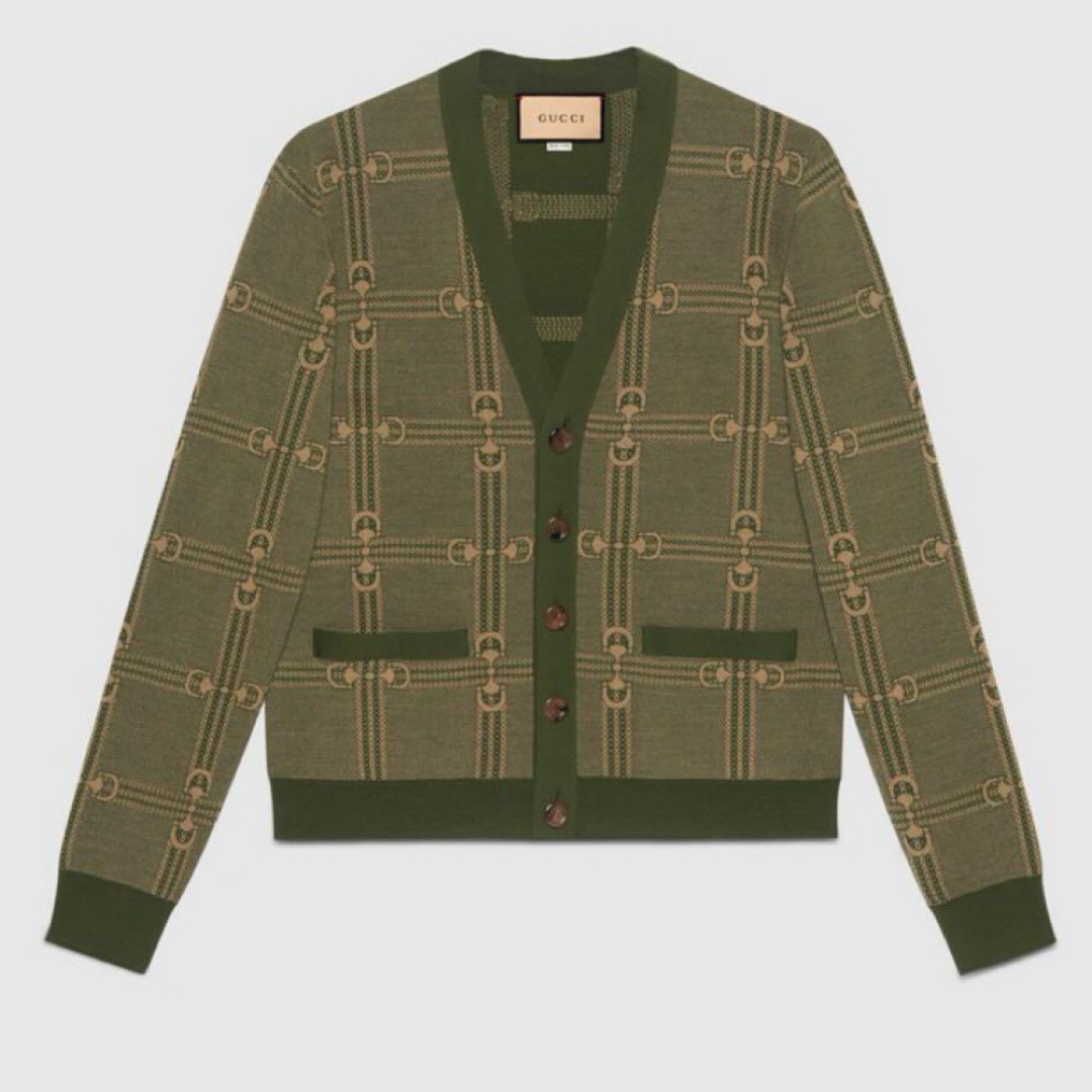 GUCCI - 【新品未使用】GUCCI ホースビット グリーン Vネック GUCCI - 【新品未使用】GUCCI ホースビット グリーン Vネック