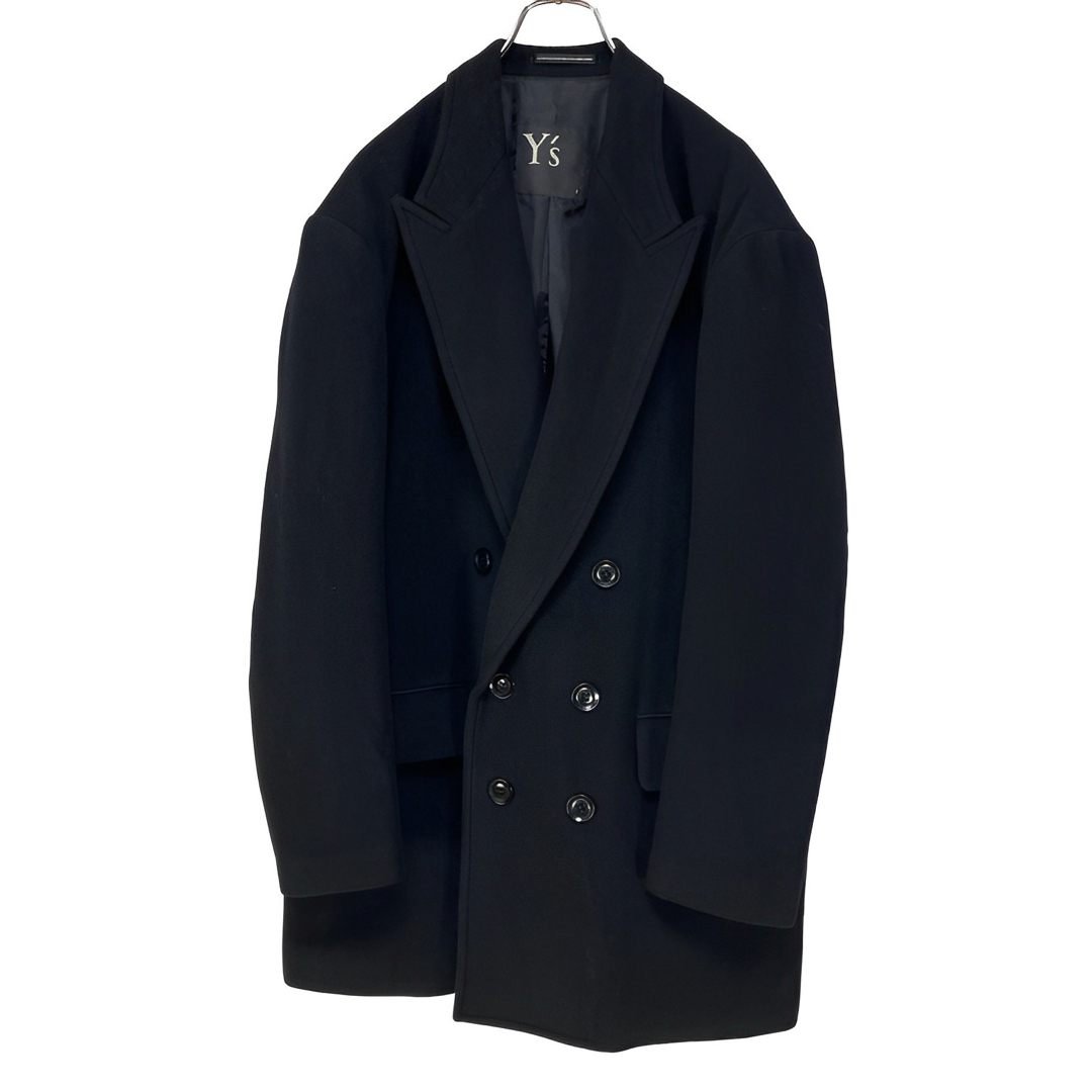 Y´s WOOL MOSSER PEAK LAPEL JACKET 黒1 Y´s WOOL MOSSER PEAK LAPEL JACKET 黒1