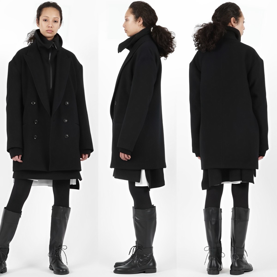 Y´s WOOL MOSSER PEAK LAPEL JACKET 黒1 Y´s WOOL MOSSER PEAK LAPEL JACKET 黒1