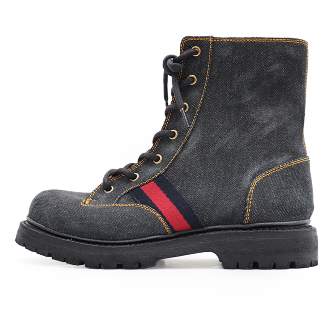 GUCCI - グッチ ブラック デニム サイドジップ レースアップ GUCCI - グッチ ブラック デニム サイドジップ レースアップ