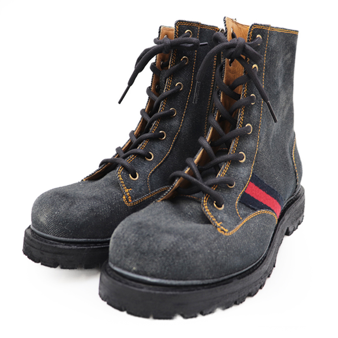 GUCCI - グッチ ブラック デニム サイドジップ レースアップ GUCCI - グッチ ブラック デニム サイドジップ レースアップ