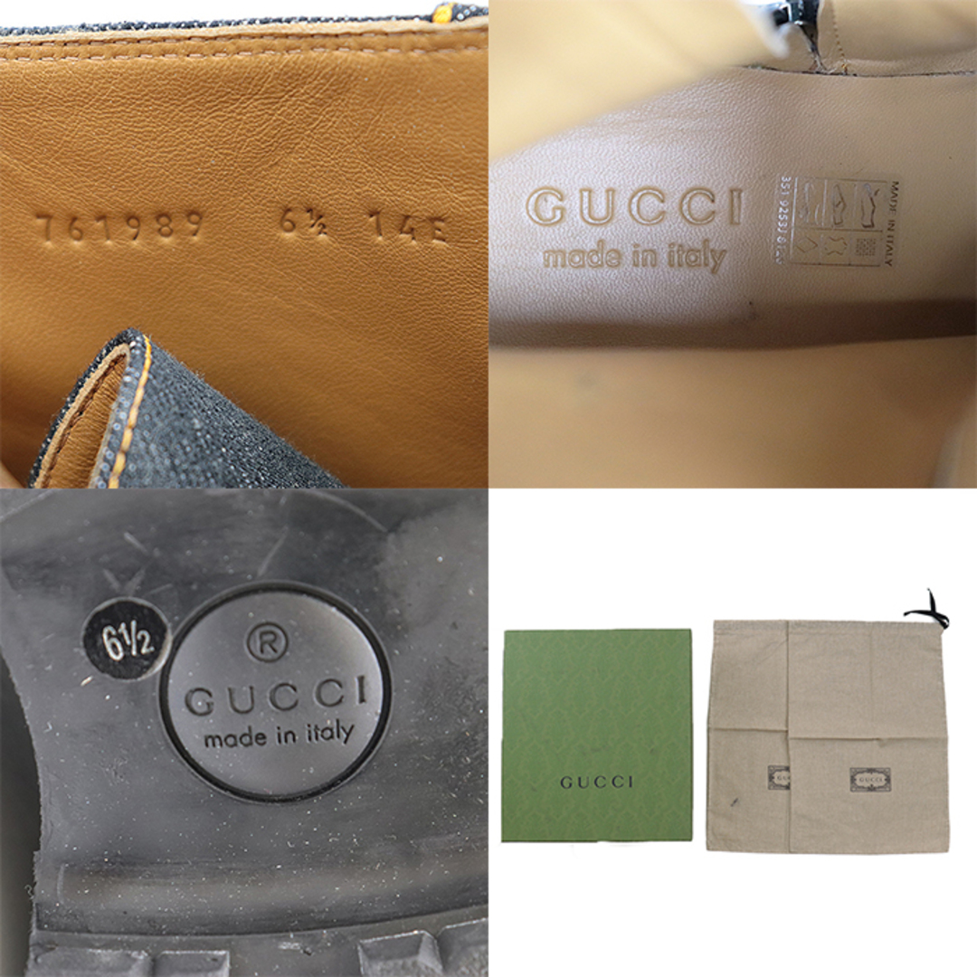 GUCCI - グッチ ブラック デニム サイドジップ レースアップ GUCCI - グッチ ブラック デニム サイドジップ レースアップ