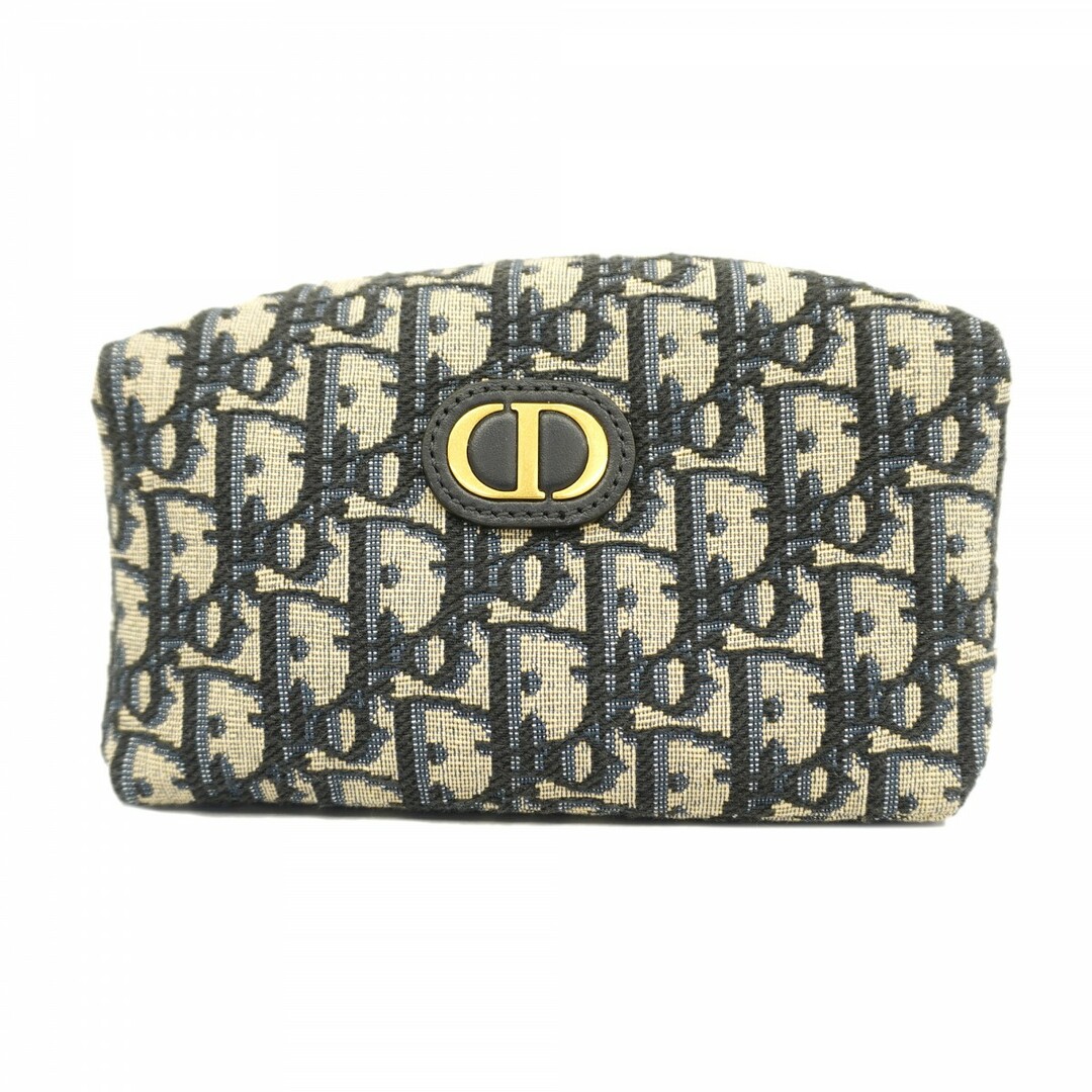 Christian Dior - ★SALE【4tc2217】クリスチャンディオール ポーチ トロッター オブリーク キャンバス ネイビー ゴールド金具【中古】レディース