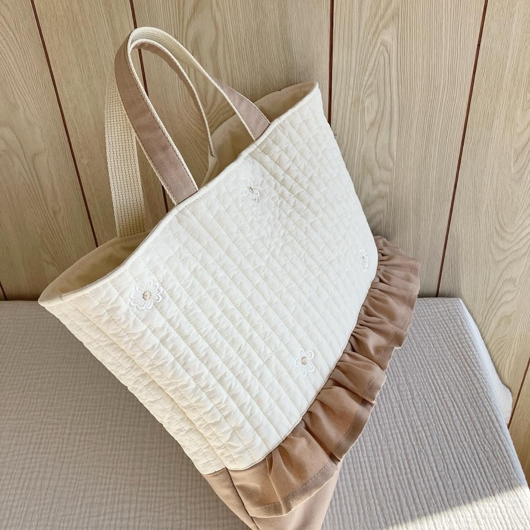 ヌビ 白おはな レッスンバッグ マーガレット デイジー ベージュ