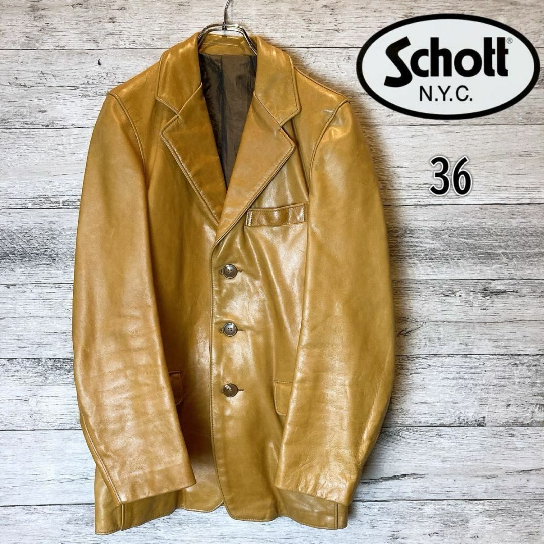 極美品⭐︎Schott レザーPコート 40 カーコート 極美品⭐︎Schott レザーPコート 40 カーコート
