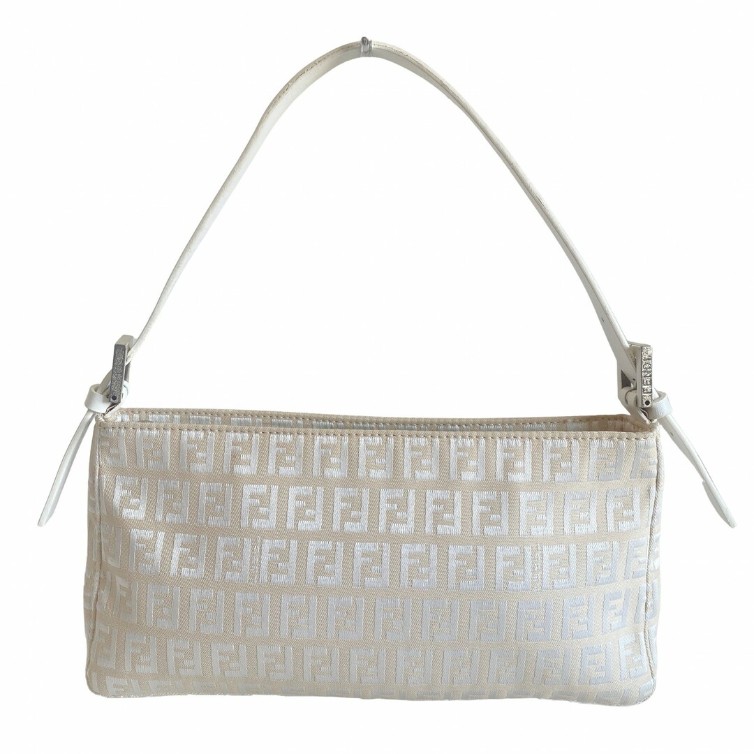 FENDI - 【FENDI / フェンディ】ズッキーノ FFロゴ キャンバス シルバー/ ホワイト ショルダーバッグ