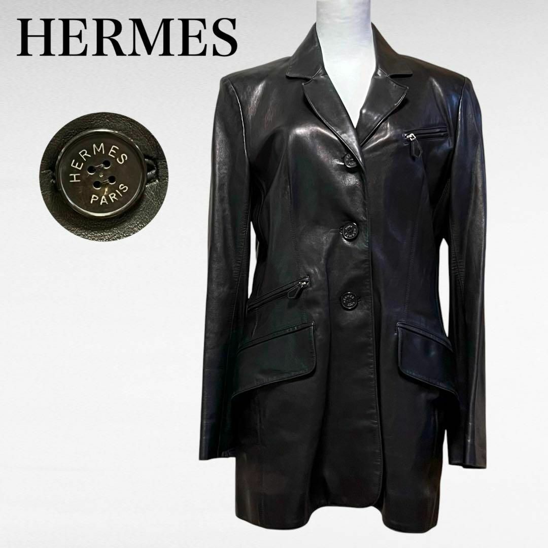 HERMES - 【美品】エルメス レザージャケット ブルゾン 総柄 HERMES - 【美品】エルメス レザージャケット ブルゾン 総柄