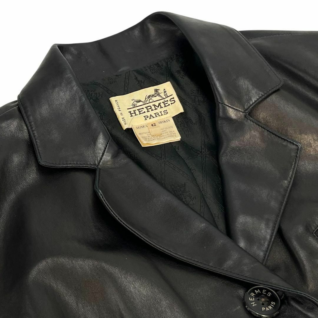 HERMES - 【美品】エルメス レザージャケット ブルゾン 総柄 HERMES - 【美品】エルメス レザージャケット ブルゾン 総柄