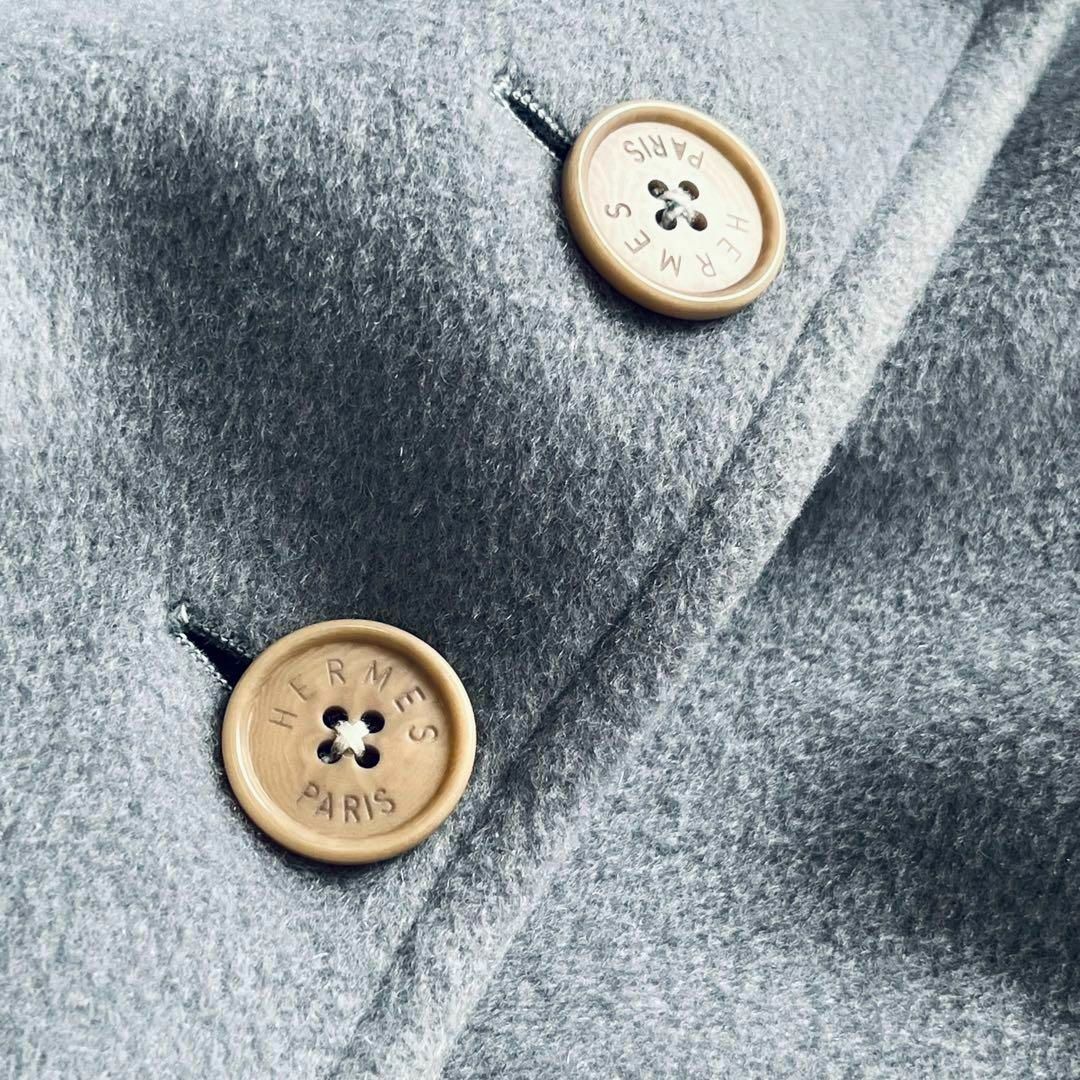 HERMES - 【美品】エルメス カシミア 100 コート ブルー 大きめ HERMES - 【美品】エルメス カシミア 100 コート ブルー 大きめ