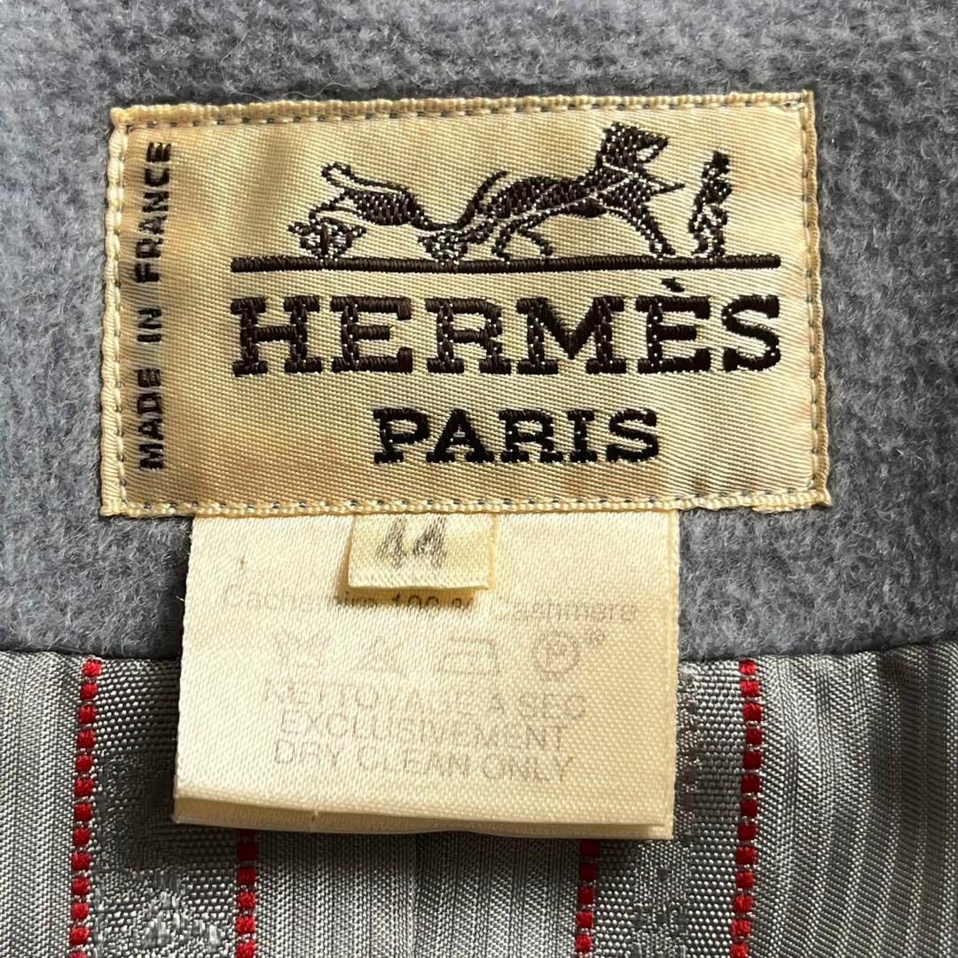 HERMES - 【美品】エルメス カシミア 100 コート ブルー 大きめ HERMES - 【美品】エルメス カシミア 100 コート ブルー 大きめ