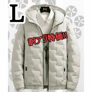 【訳あり特価】 アウター ダウン L ジャケット モザイク 腰 丈 パーカー(ダウンジャケット)