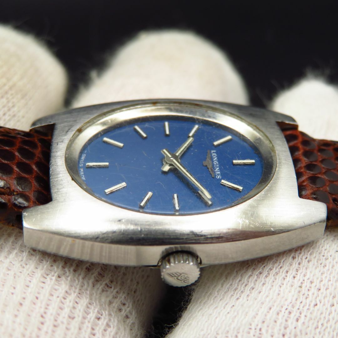 LONGINES - LONGINES 手巻き腕時計 ブルー文字盤 ビンテージ の LONGINES - LONGINES 手巻き腕時計 ブルー文字盤 ビンテージ の
