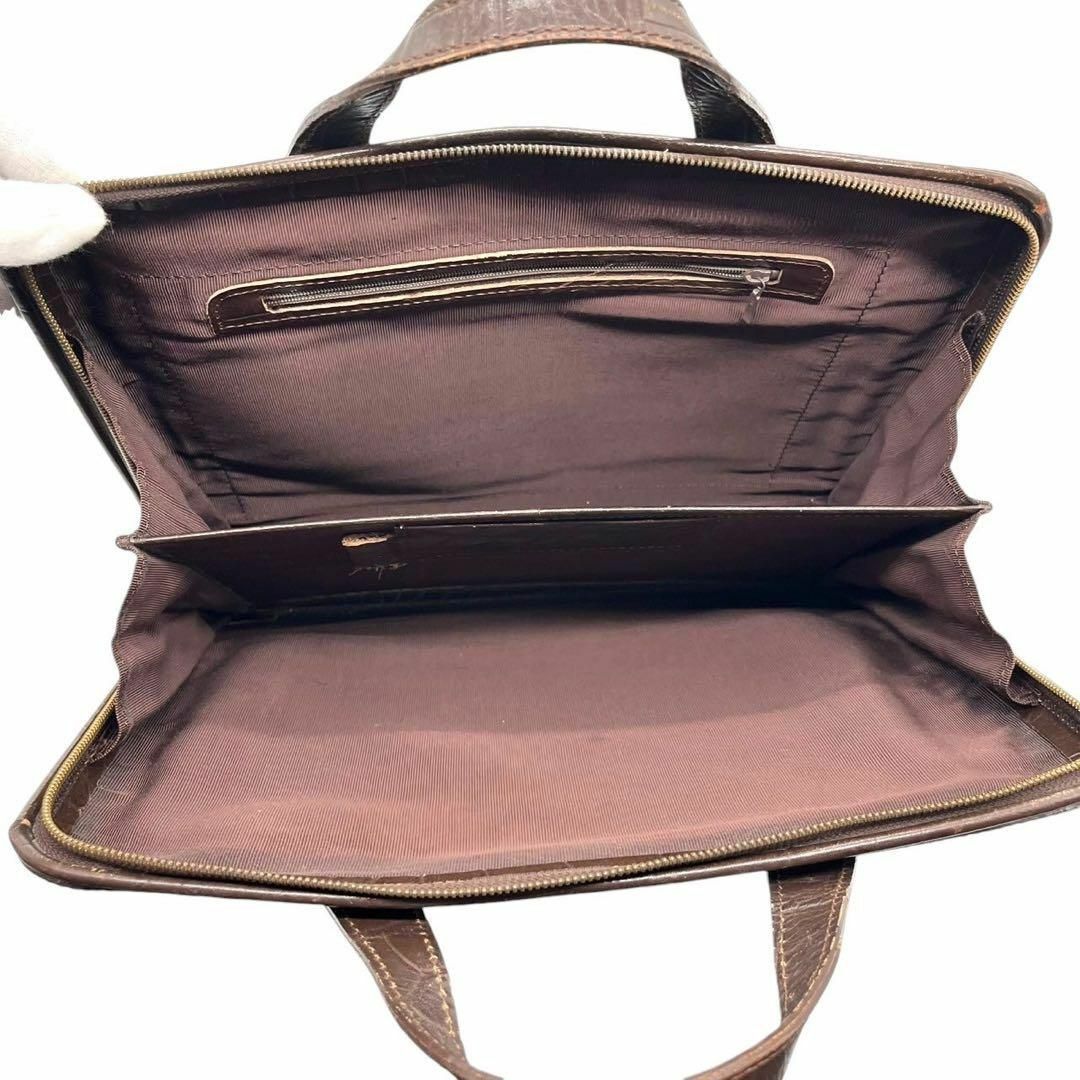 美品 922 MEN´S MESSAGE ビジネスバッグ クロコ型押し センター 美品 922 MEN´S MESSAGE ビジネスバッグ クロコ型押し センター