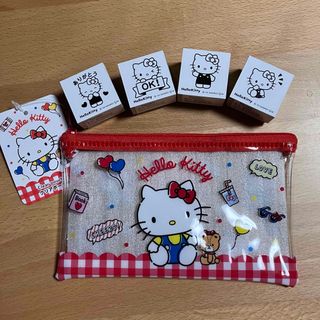 サンリオ(サンリオ)の新品　ハローキティスタンプ　4種類　新品ポーチ付き　2024バージョン(キャラクターグッズ)