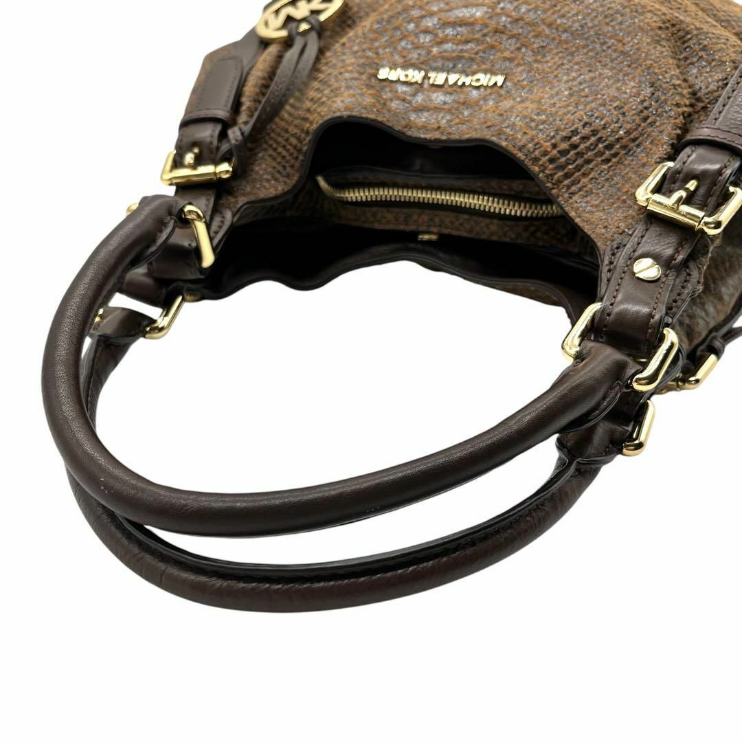 極美品 983 MICHAEL KORS パイソン トートバッグ レザー 茶 極美品 983 MICHAEL KORS パイソン トートバッグ レザー 茶