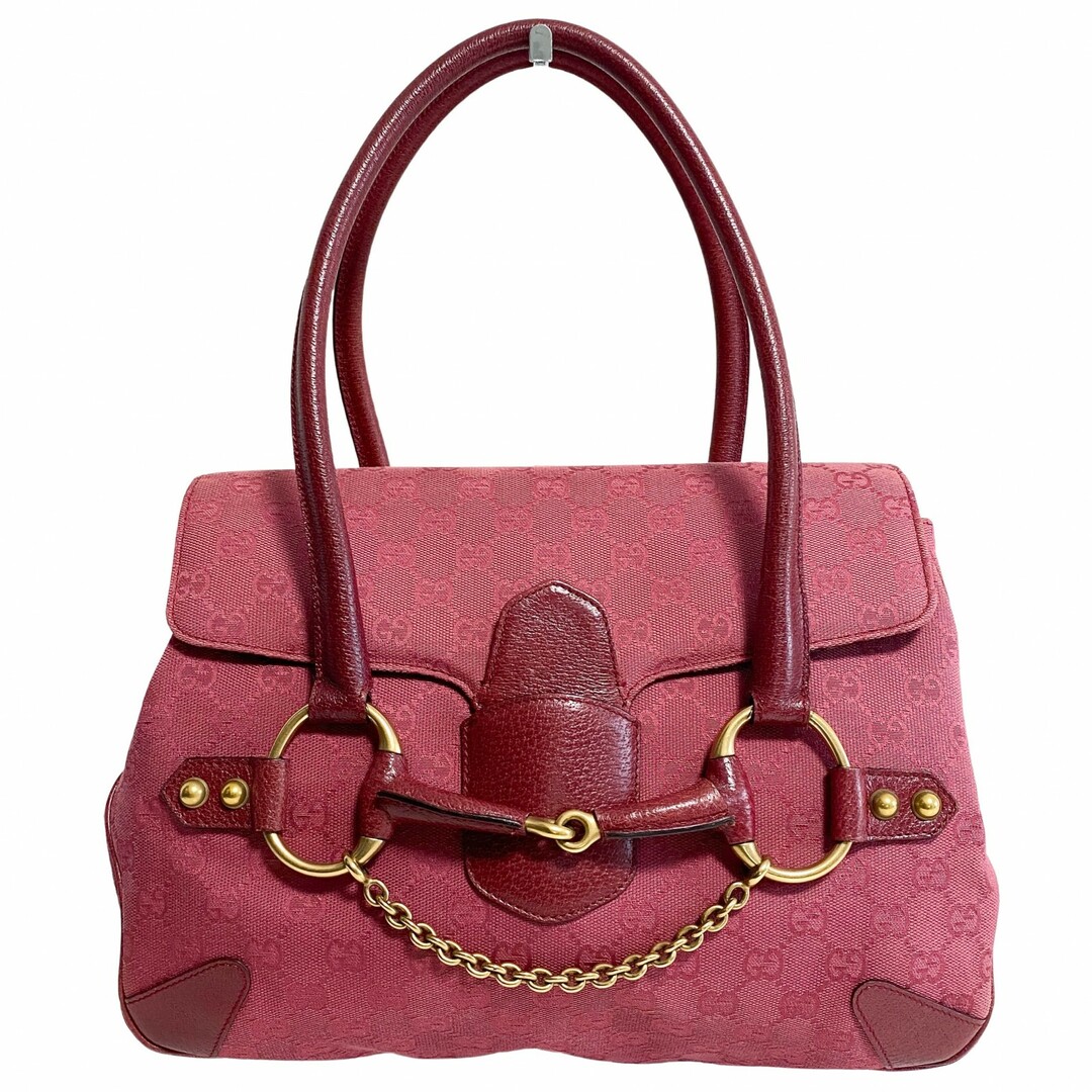 GUCCI - 【GUCCI / グッチ】GGキャンバス ラズベリー ピンク ホースビット ショルダーバッグ